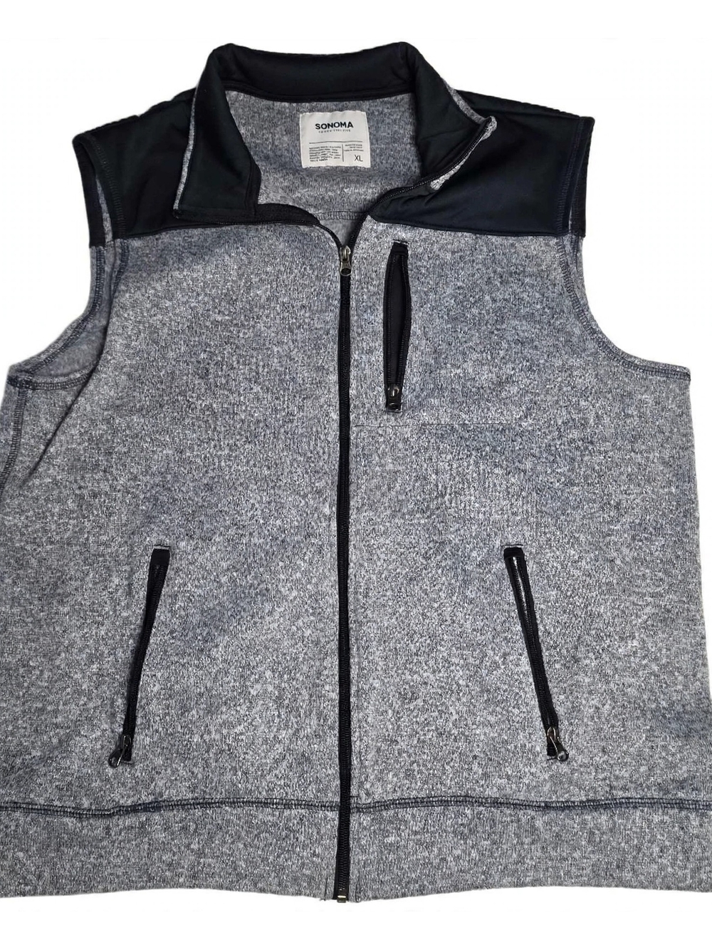 Sonoma Gray Fleece Vest with Black Trim